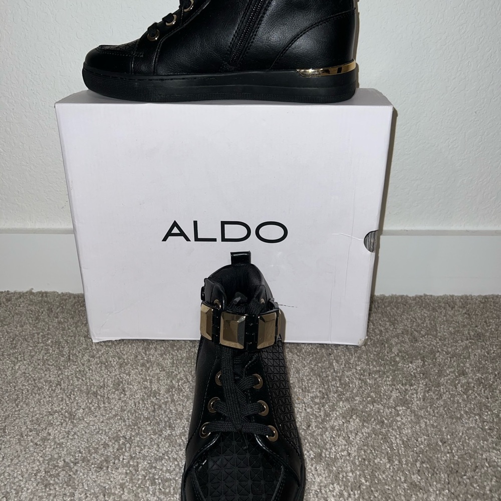 Aldo Black and Gold High-Top Sneakers